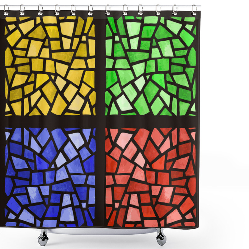 Personality  Stained Glass Window Vector Shower Curtains