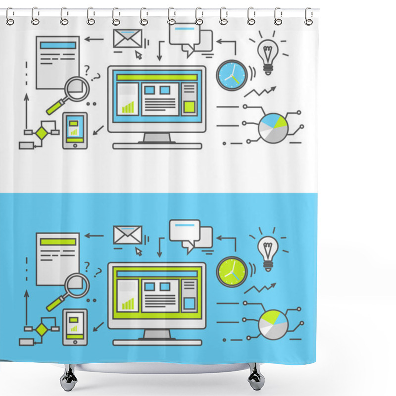 Personality  Thin Line SEO Icons Shower Curtains