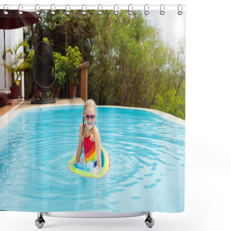 Personality  Child In Swimming Pool. Kids Swim. Water Play. Shower Curtains