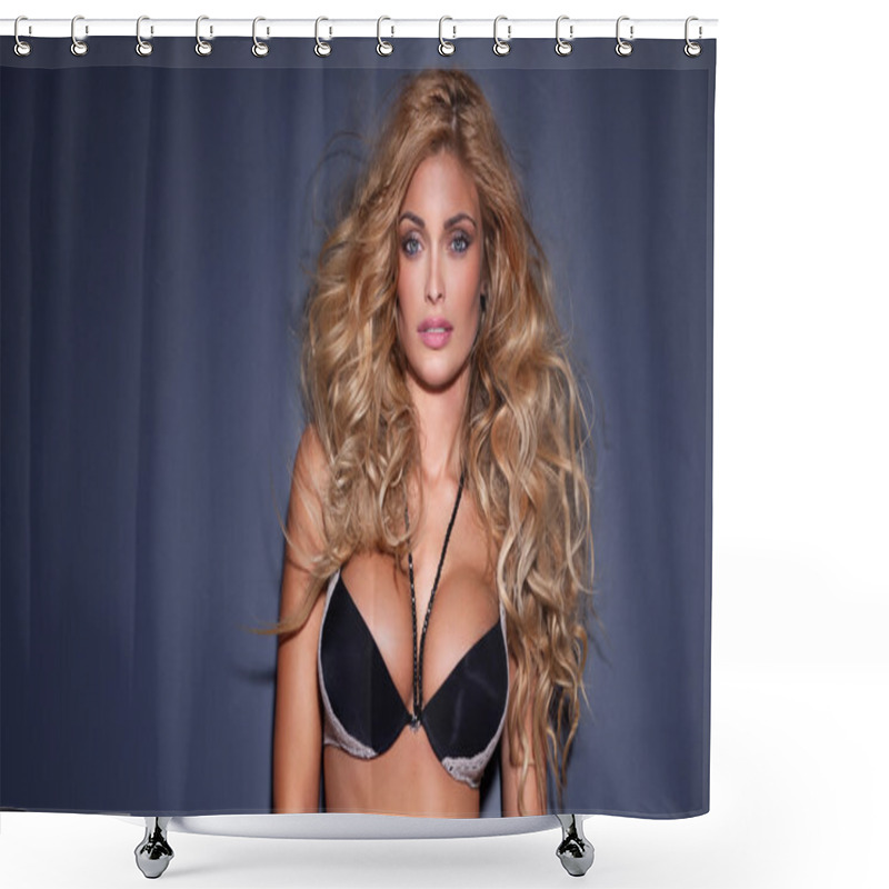 Personality  Attractive Blonde Girl In Lingerie Shower Curtains