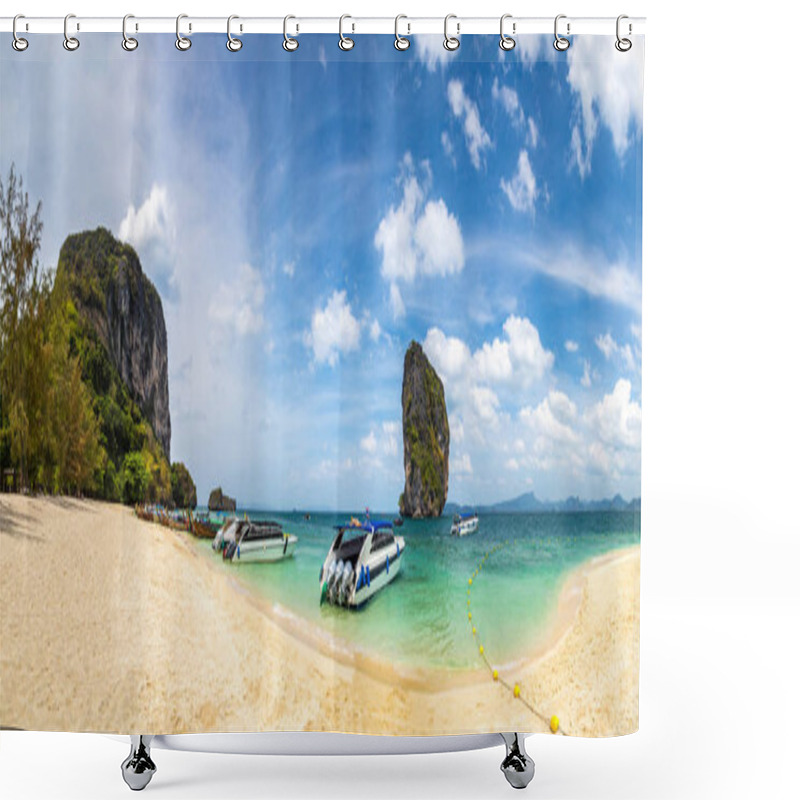 Personality  Panorama Of Poda Island, Thailand In A Summer Day Shower Curtains