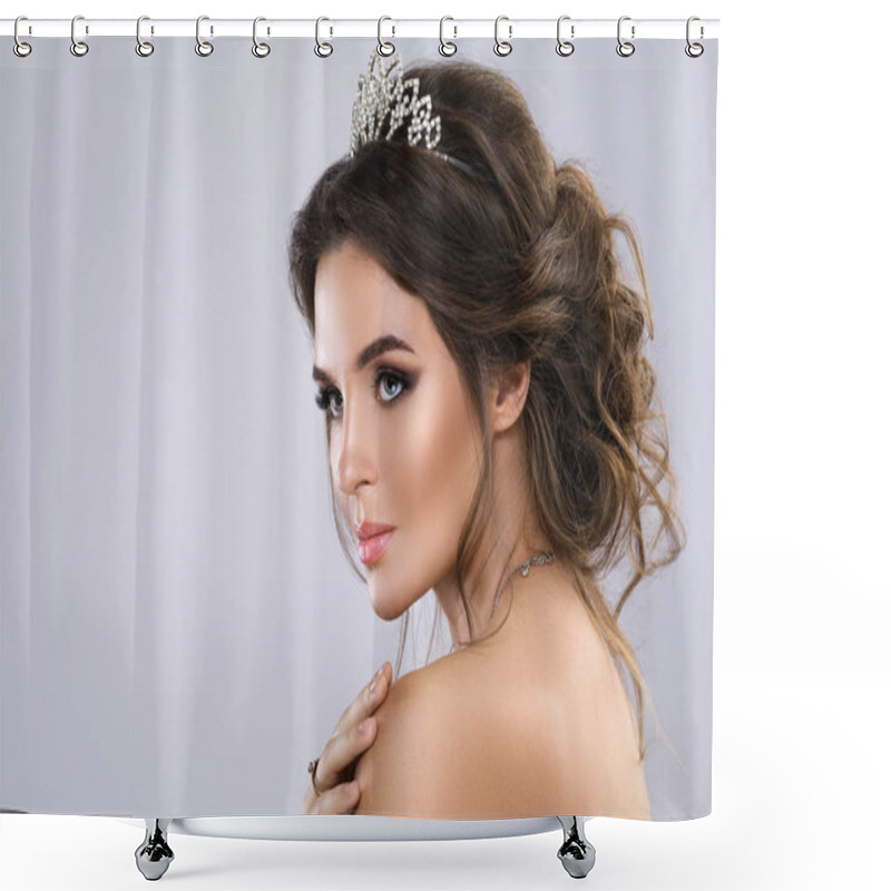 Personality  Portrait Of Young Beautiful Bride Shower Curtains