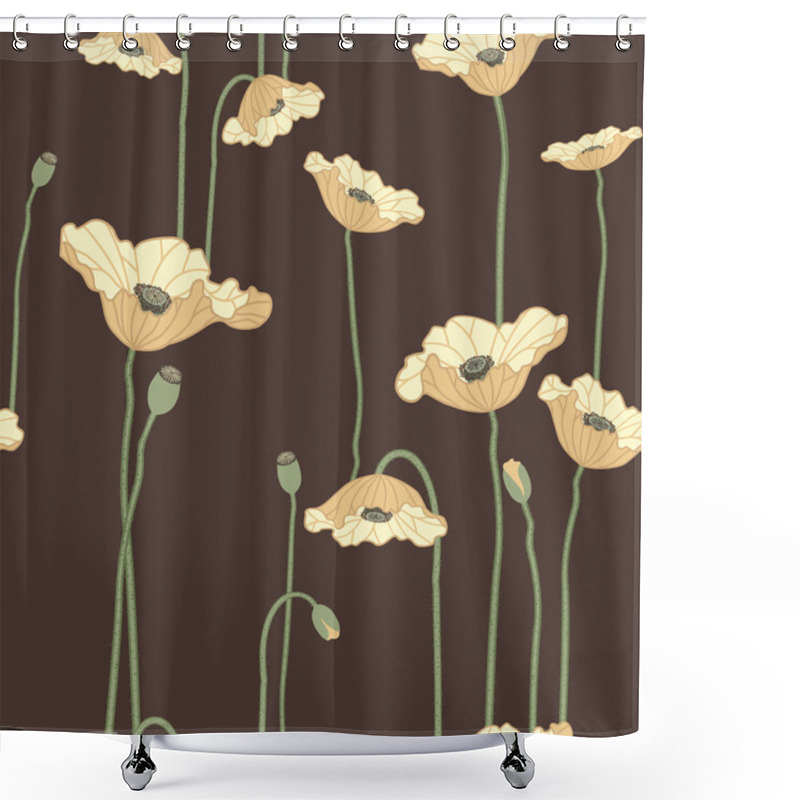 Personality  Poppies Seamless Background Shower Curtains