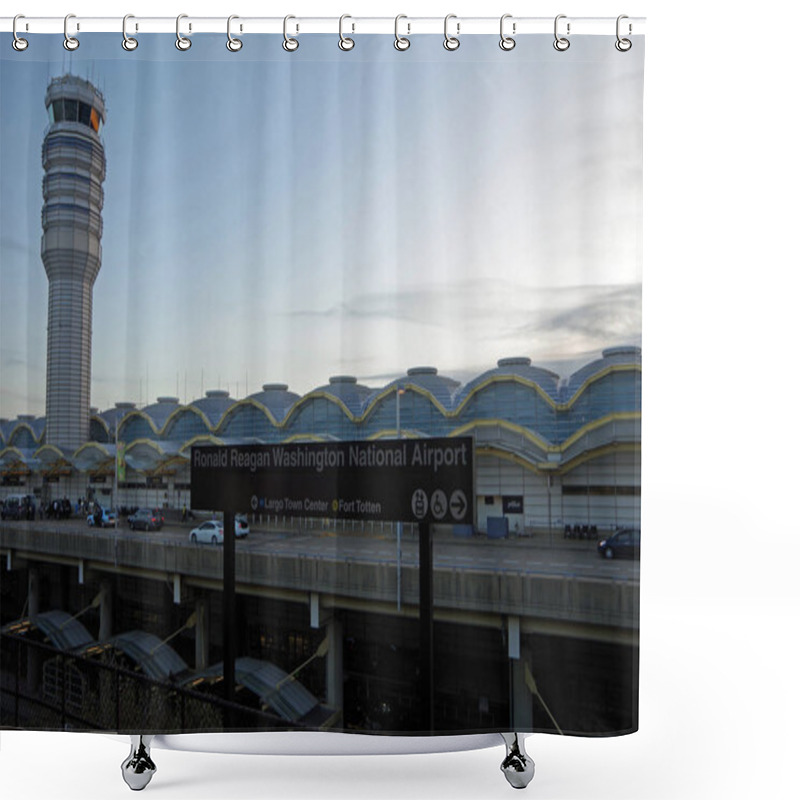 Personality   Washington DC Metro Sign And Control Tower For Ronald Reagan National Airport. Shower Curtains