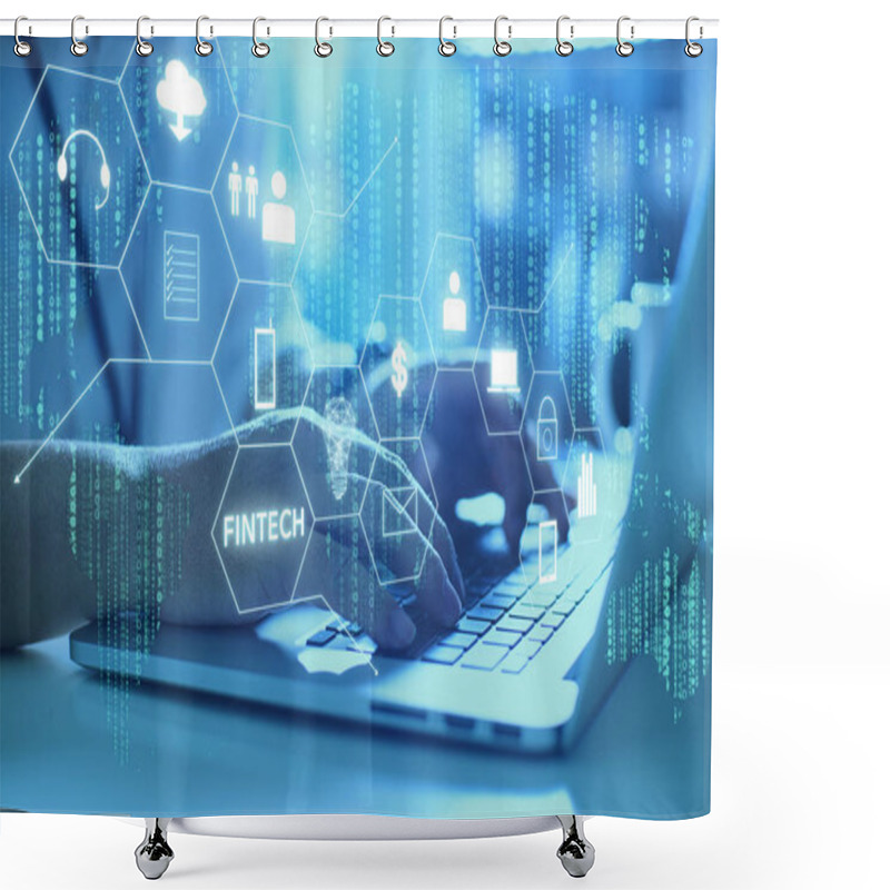 Personality  Fintech Icon And Internet Of Things  Shower Curtains