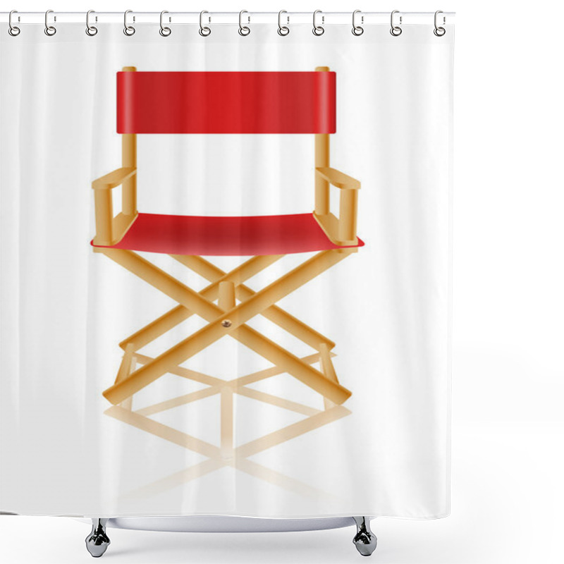 Personality  Red Directors Chair On White Shower Curtains