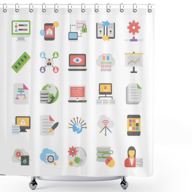 Personality  Cloud Computing Flat Vector Icons Set 8 Shower Curtains