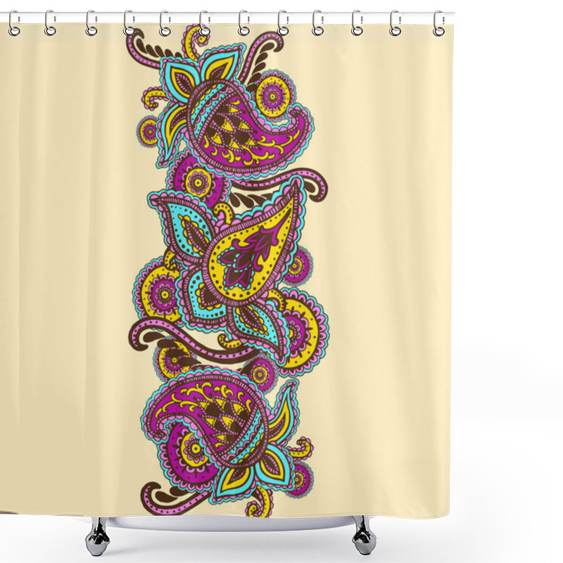 Personality  Hand-Drawn Henna Mehndi Abstract Mandala Flowers And Paisley Doodle Shower Curtains