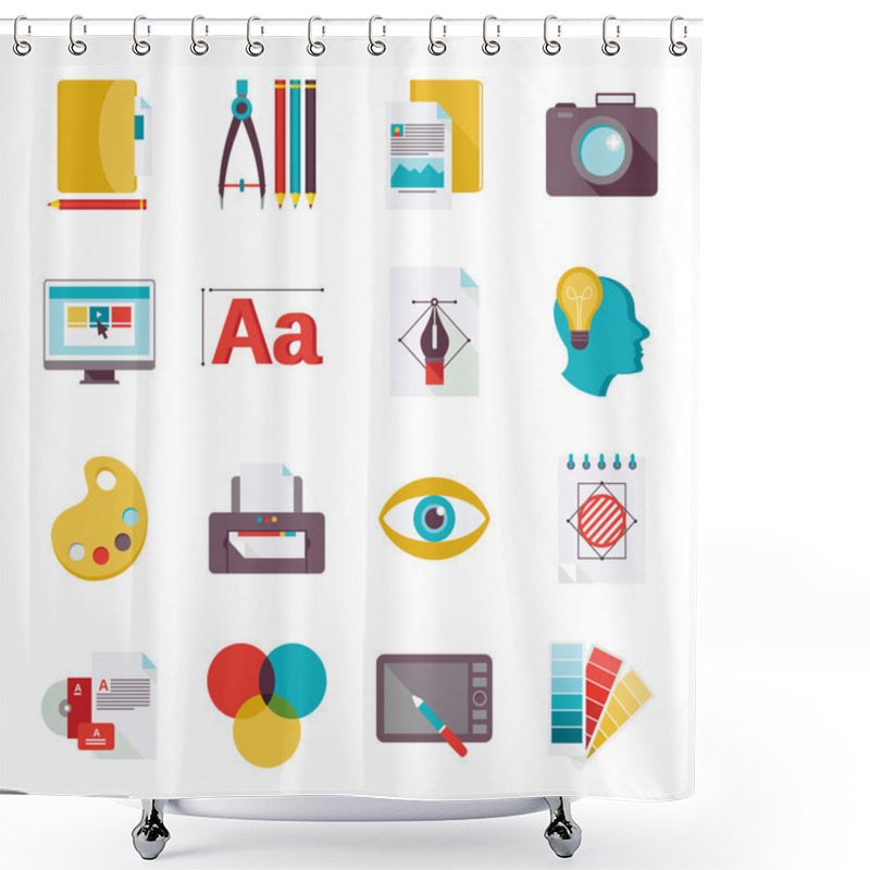 Personality  Graphic Design Icons Flat Shower Curtains