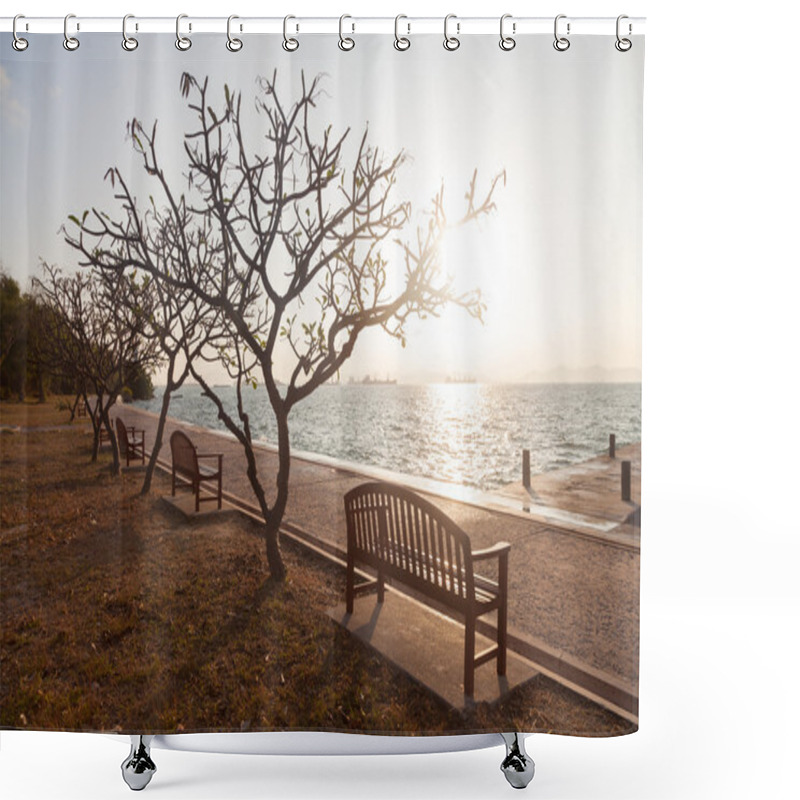 Personality  Bench Under A Tree Shower Curtains