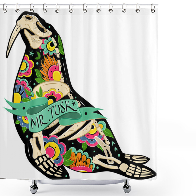 Personality  Walrus Skeleton Shower Curtains