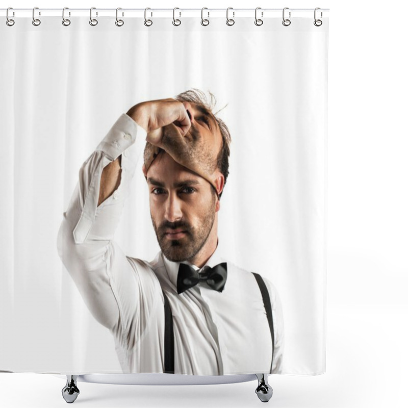 Personality  Businessman And Mask Shower Curtains