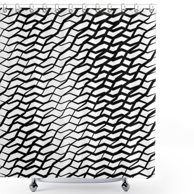 Personality  Wavy, Waving, Zigzag Lines Crosshatch Grid, Mesh Pattern. Abstra Shower Curtains