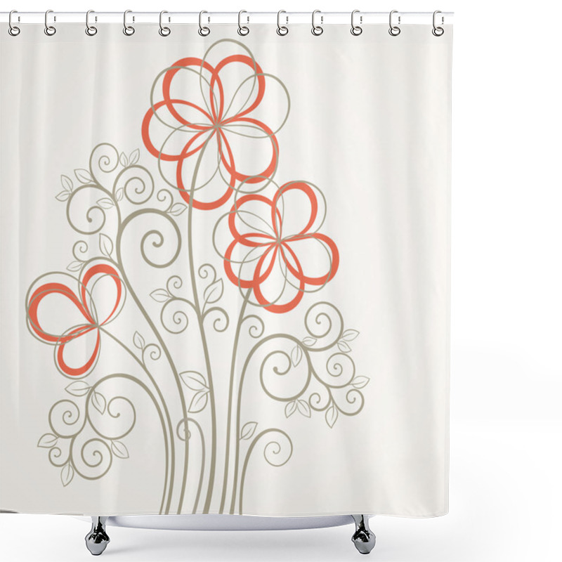 Personality  Abstract Flower Card Shower Curtains