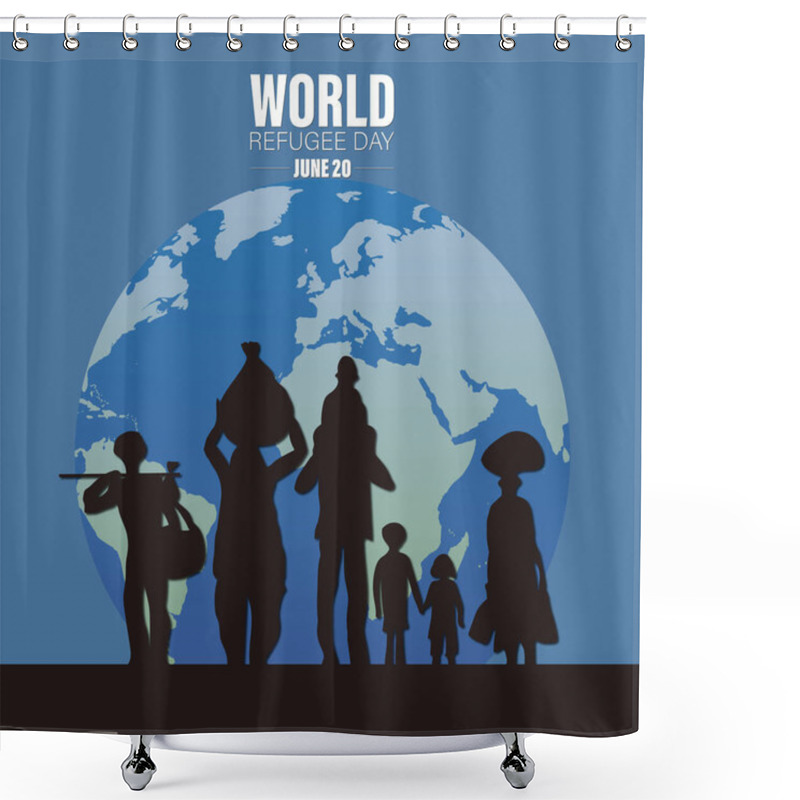 Personality  World Refugee Day. Concept Of Social Event. 20 June-vector. International Immigration Concept Background. Flat Illustration Or Vector Concept Background For Web Design, Banner Or Card. Shower Curtains