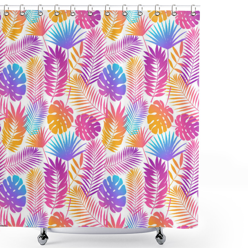 Personality  Summer Tropical Palm Tree Leaves Seamless Pattern. Vector Grunge Design For Cards, Web, Backgrounds And Natural Product. Colorful Fasion Illustration Shower Curtains