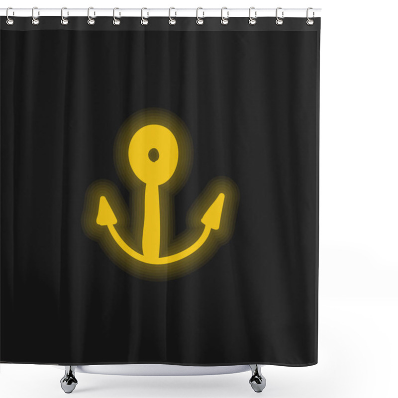 Personality  Boat Anchor Yellow Glowing Neon Icon Shower Curtains