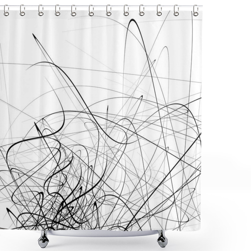 Personality   Chaotic Squiggle Lines Abstract Pattern Shower Curtains