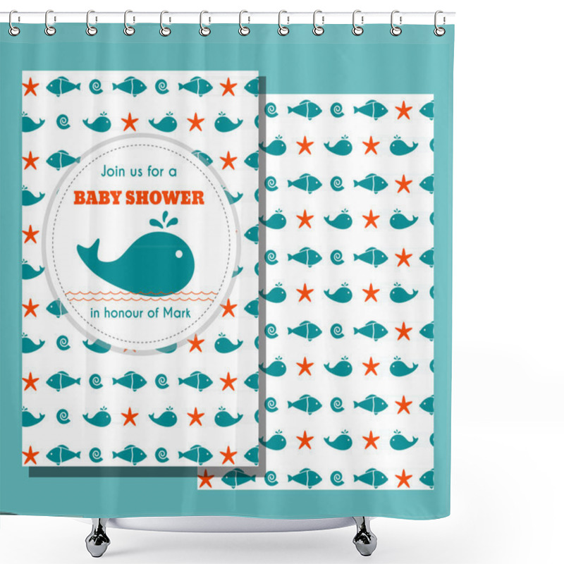 Personality  Nautical Baby Shower Card Shower Curtains