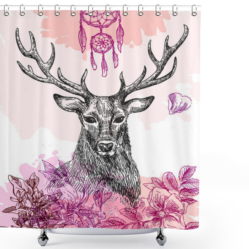 Personality  Hand Drawn Deer Shower Curtains