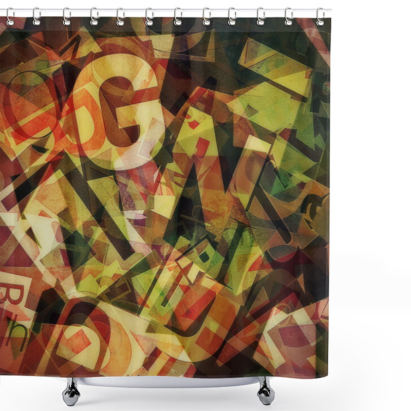 Personality  Grunge Collage Of Letters Background Shower Curtains