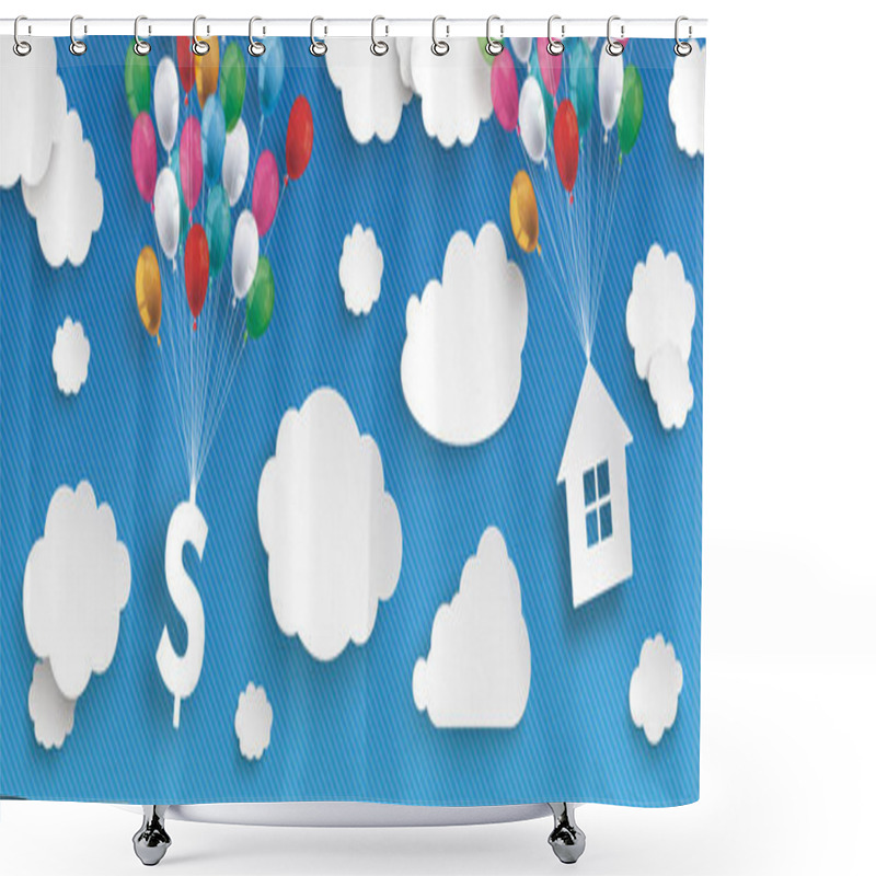 Personality  Paper Clouds And Hanging Dollar Shower Curtains