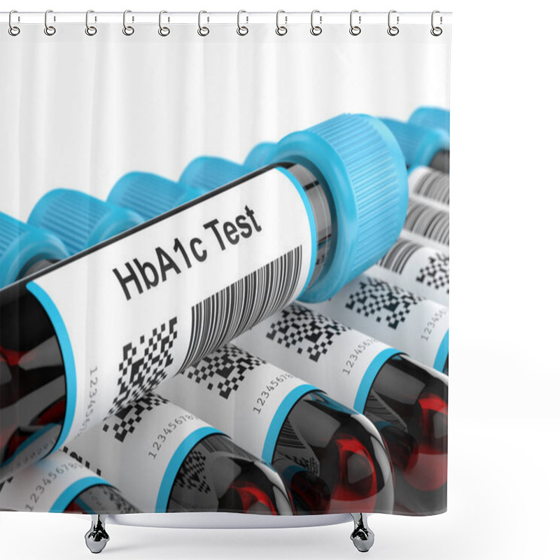 Personality  3d Render Of HbA1c Blood Tubes Over White Shower Curtains