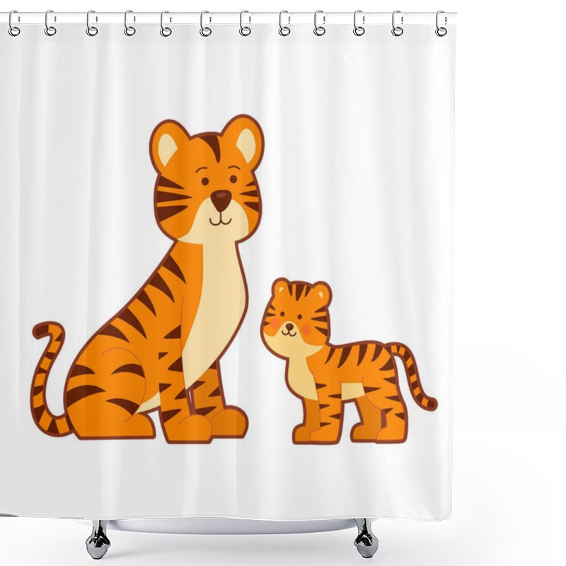 Personality  Portrait Of Tigress And Her Cub Shower Curtains