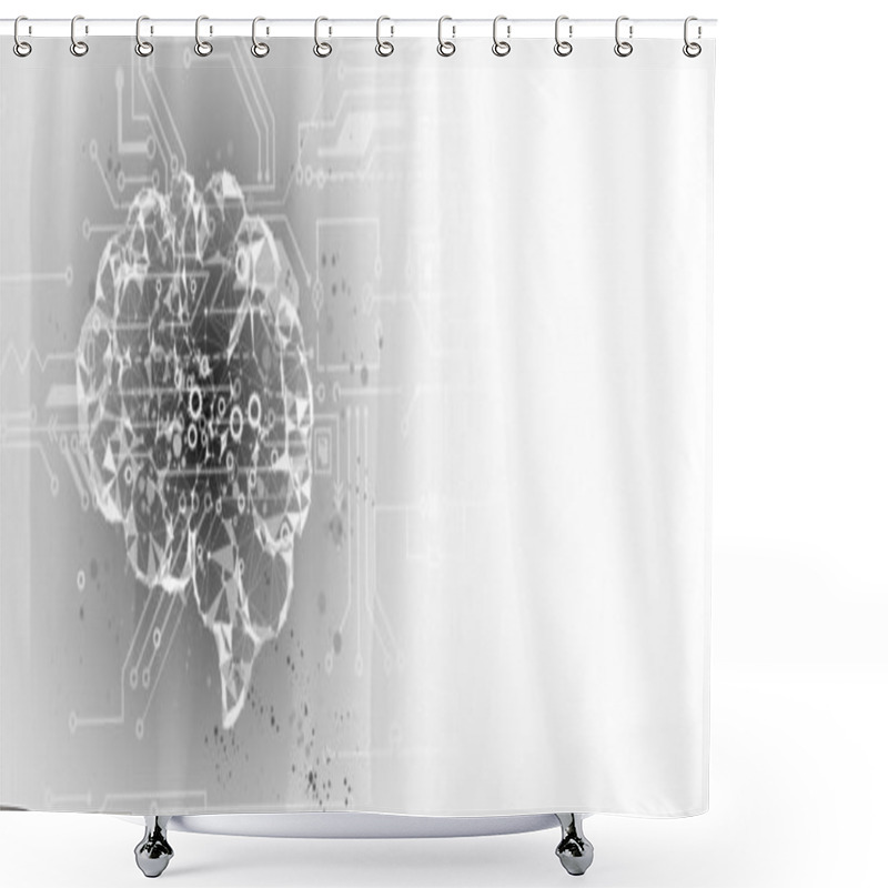 Personality  Abstract Artificial Intelligence. Cloud Computing. Machine Learning. Technology Web Background. Virtual Concept Futuristic Background Shower Curtains