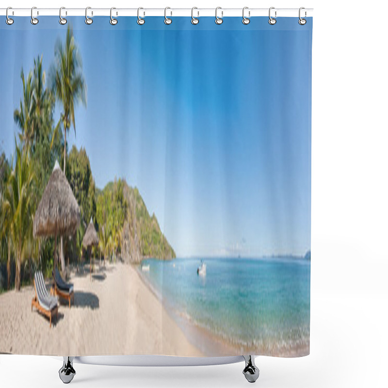 Personality  Tropical Beach Panorama Shower Curtains