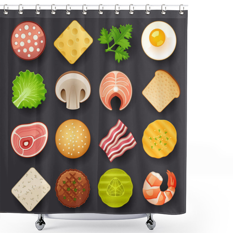 Personality  Food Icon Set Shower Curtains