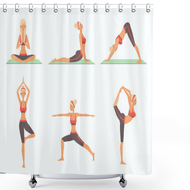 Personality  Set Of Six Basic Yoga Poses Shower Curtains