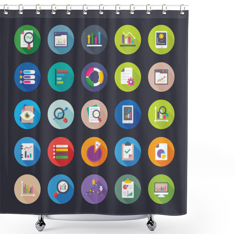 Personality  Flat Vector Icon Set Of Reports And Analytics  Shower Curtains