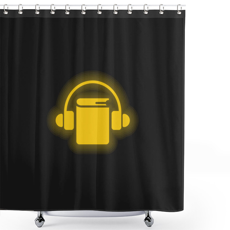 Personality  Audiobook Yellow Glowing Neon Icon Shower Curtains