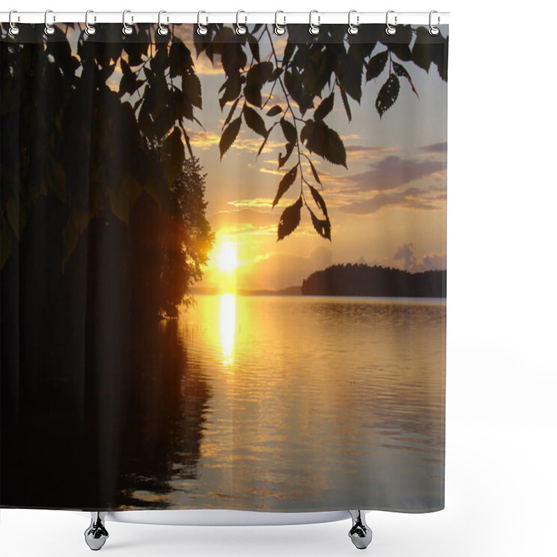 Personality  Sunset Over Lake Shower Curtains