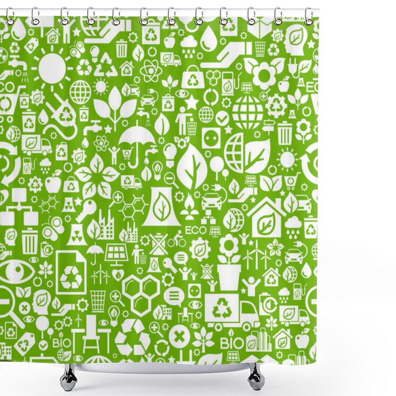 Personality  Ecology Icons Seamless Pattern Shower Curtains