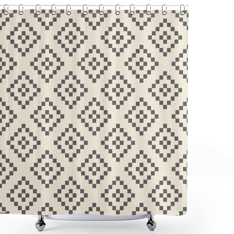 Personality  Pixel Rhombus Seamless Pattern Shower Curtains