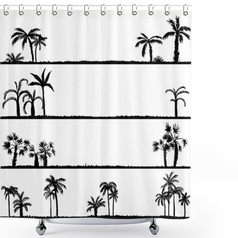 Personality  Set Of Palm Tree Silhouettes Shower Curtains