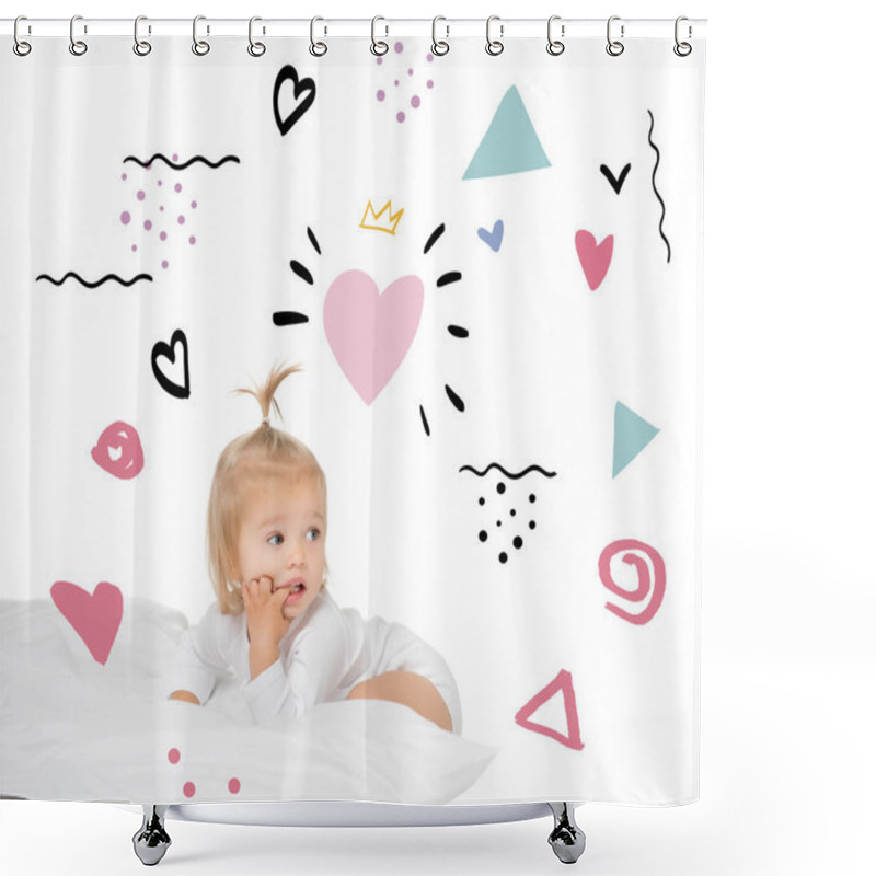 Personality  Cute Baby In Bodysuit Shower Curtains