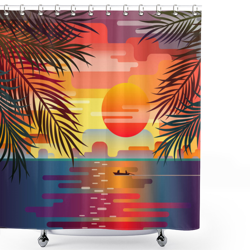 Personality  Marine Sunset Landscape. Shower Curtains