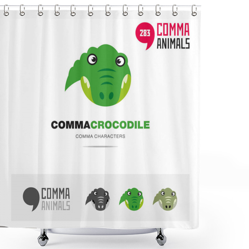 Personality  Alligator Animal Concept Icon Set And Modern Brand Identity Logo Template And App Symbol Based On Comma Sign Shower Curtains