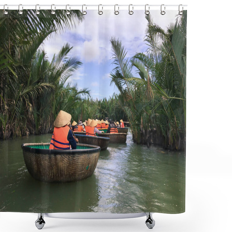 Personality  Tourists Riding Bamboo Basket Boats In Hoi An,vietnam Shower Curtains