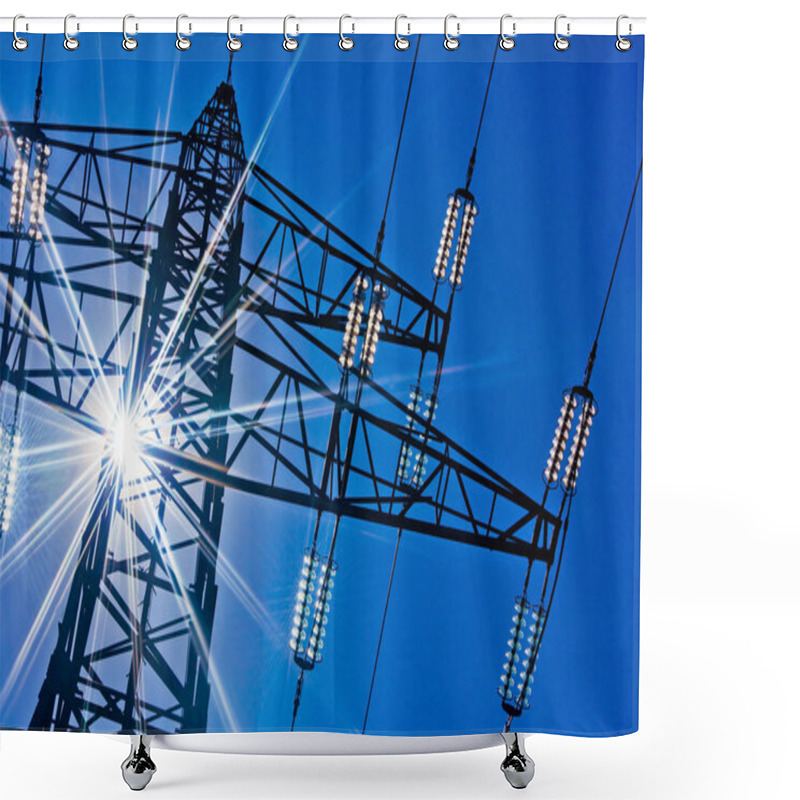 Personality  Powerline With Sun Shower Curtains