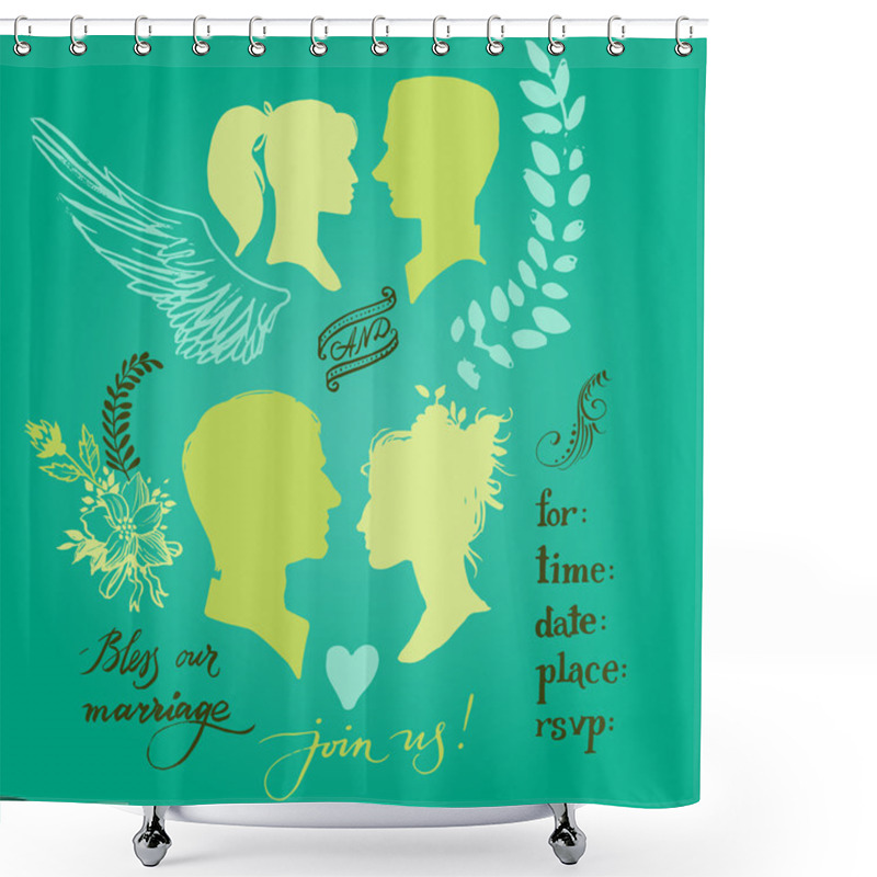 Personality  Inspired Wedding Invitation Shower Curtains