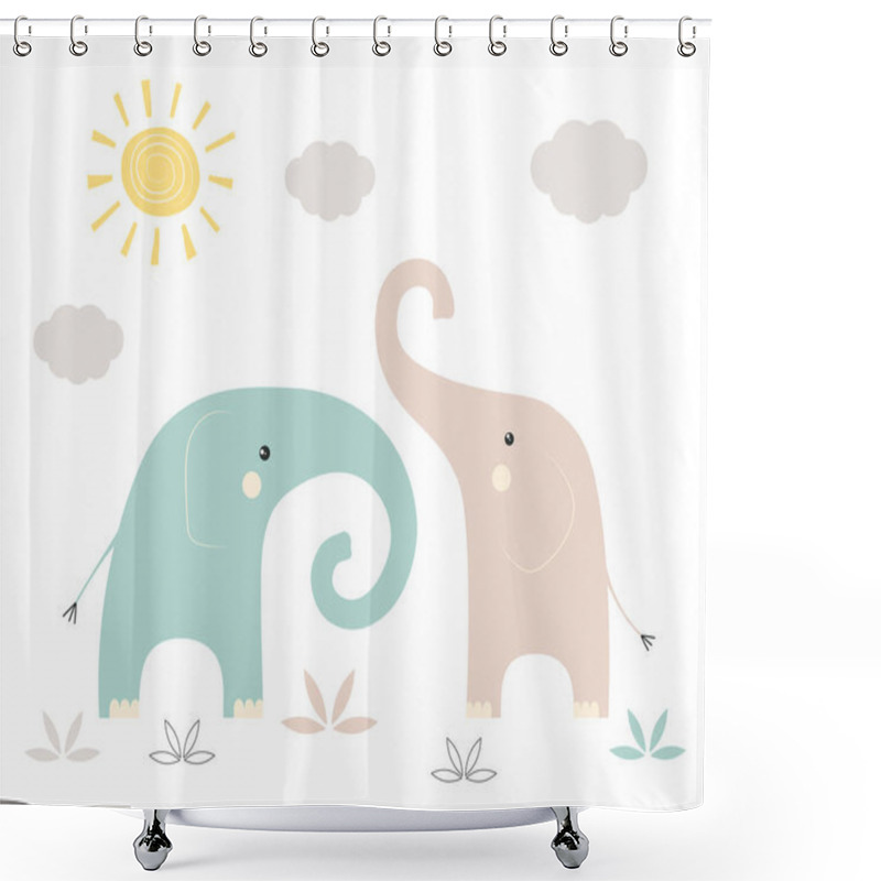 Personality  Funny Kids Print Elephant Shower Curtains