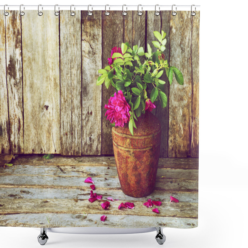 Personality  Wild Roses Still Life. Shower Curtains