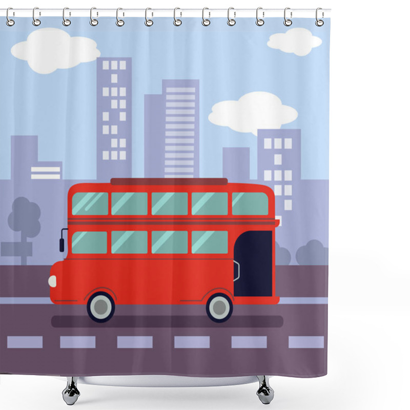 Personality  Double-decker Bus, Simply Vector Illustration Shower Curtains