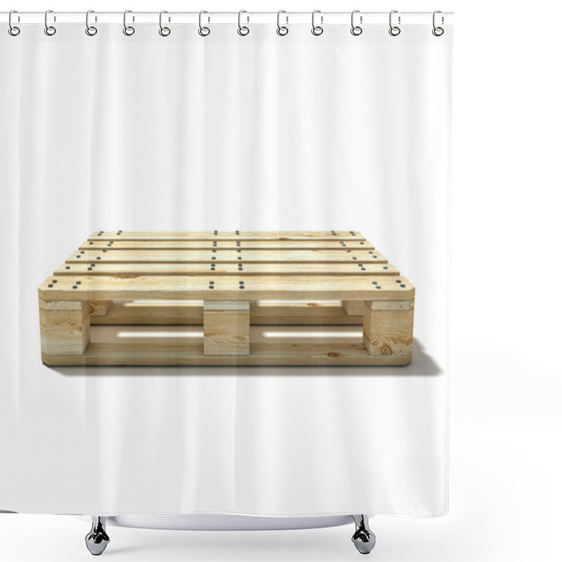 Personality  Euro Pallet. Side View. 3D Render Illustration Isolated On White Background Shower Curtains