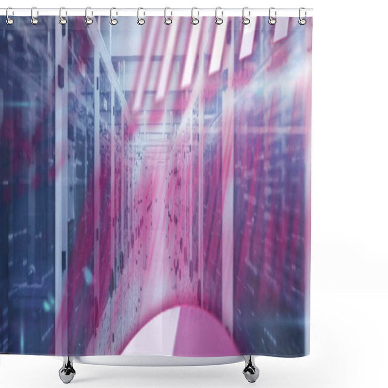 Personality  Image Of Data Processing Over Computer Servers. Global Connections, Computing And Data Processing Concept Digitally Generated Image. Shower Curtains