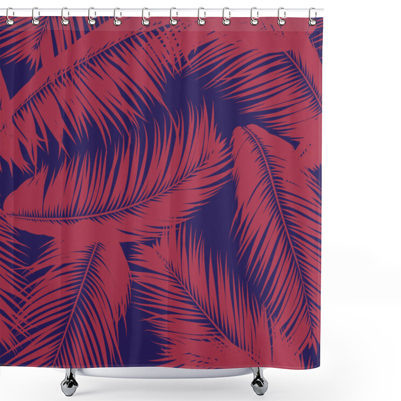 Personality  Vector Coconut Tree. Tropical Seamless Pattern With Palm Leaf. Exotic Jungle Plants Abstract Background. Simple Silhouette Of Tropic Leaves. Trendy Coconut Tree Branches For Textile, Fabric, Wallpaper Shower Curtains